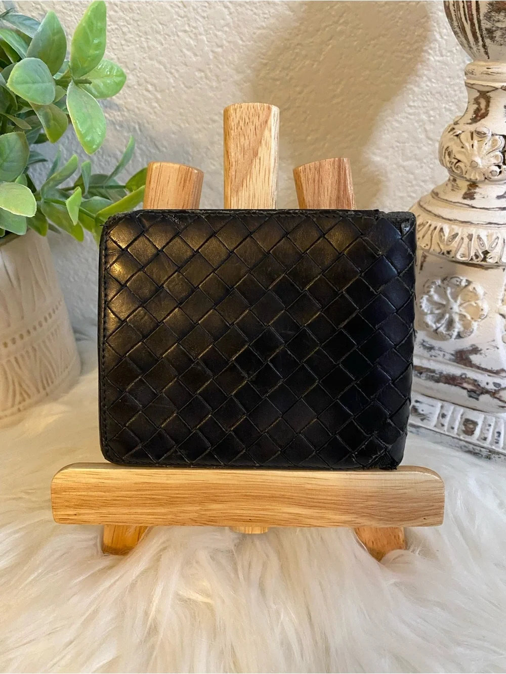 Bottega Veneta Black Intrecciato Leather Bifold Wallet